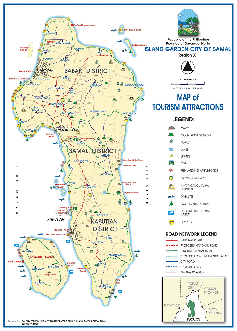 Map of Samal Island, Philippines